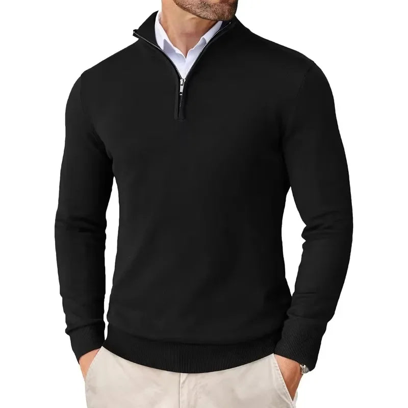 Men's Half-Zip Sweater Knitted Ribbed Pullover Casual Smart-Casual Layering Everyday Warm Versatile Comfort Halvor