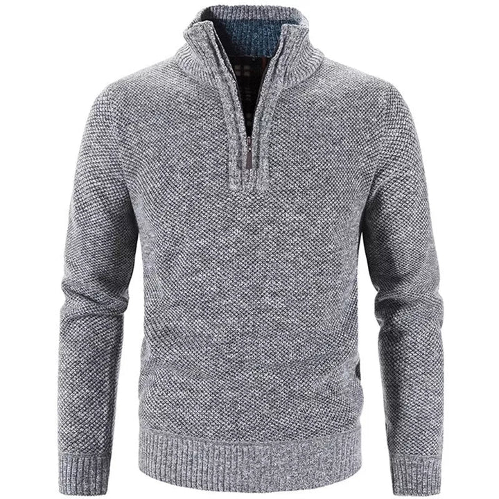 Men's Half-Zip Knit Sweater Stand Collar Relaxed Fit Layering Casual Wear