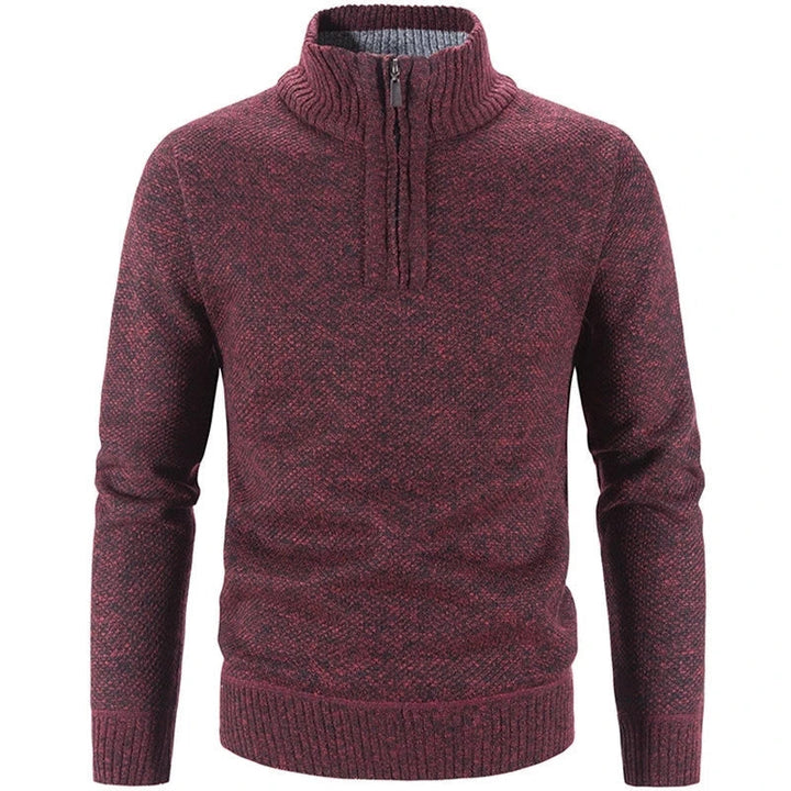 Men's Half-Zip Knit Sweater Stand Collar Relaxed Fit Layering Casual Wear