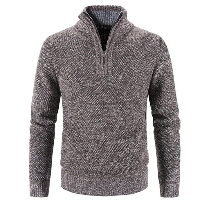 Men's Half-Zip Knit Sweater Stand Collar Relaxed Fit Layering Casual Wear