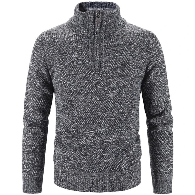 Men's Half-Zip Knit Sweater Stand Collar Relaxed Fit Layering Casual Wear