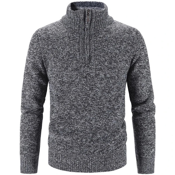 Men's Half-Zip Knit Sweater Stand Collar Relaxed Fit Layering Casual Wear