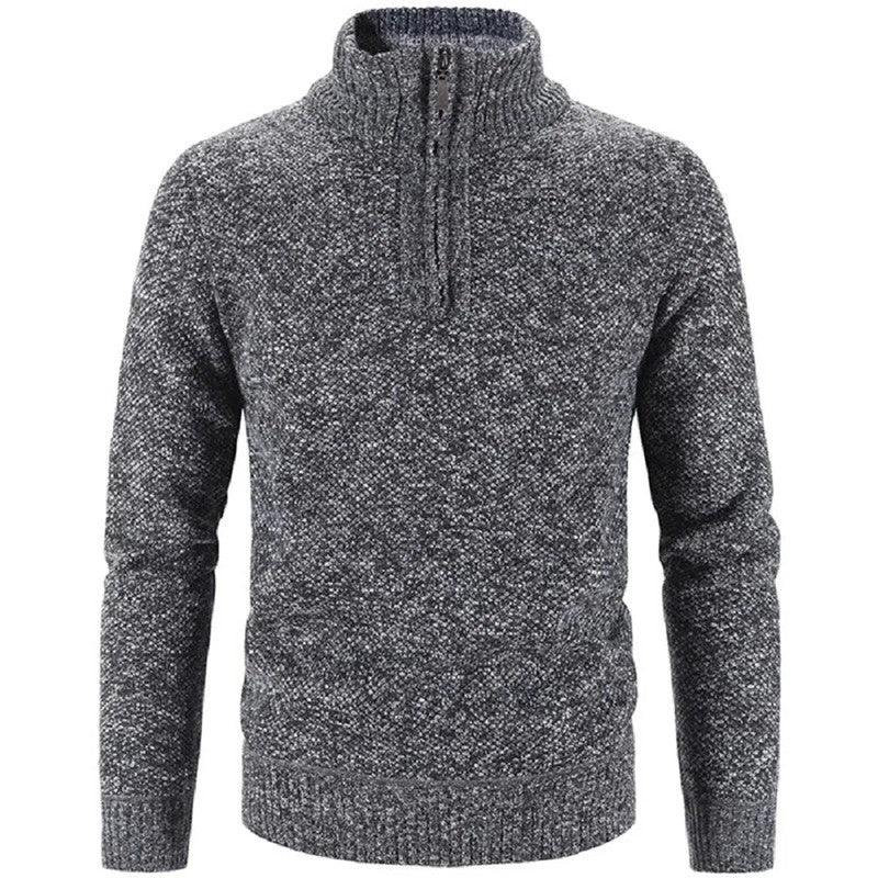 Men's Half-Zip Knit Sweater Stand Collar Relaxed Fit Layering Casual Wear