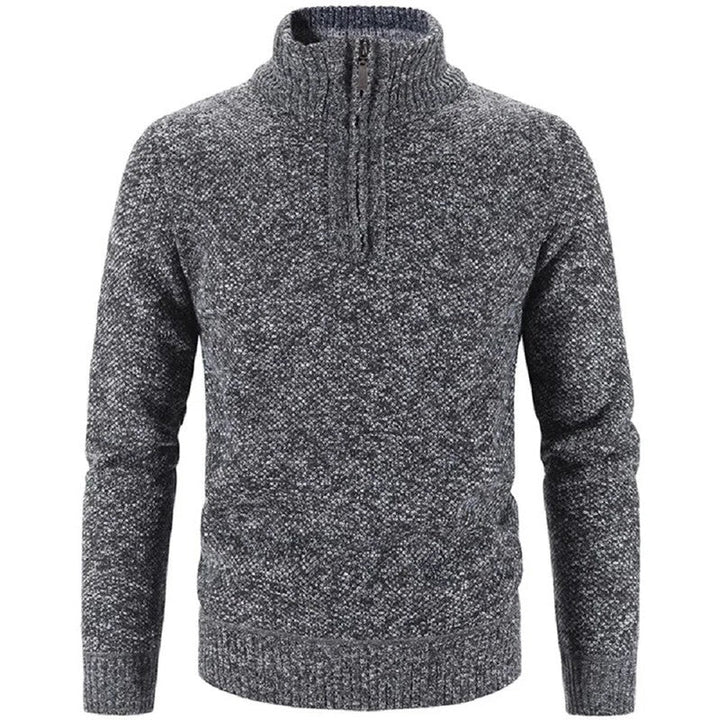 Men's Half-Zip Knit Sweater Stand Collar Relaxed Fit Layering Casual Wear