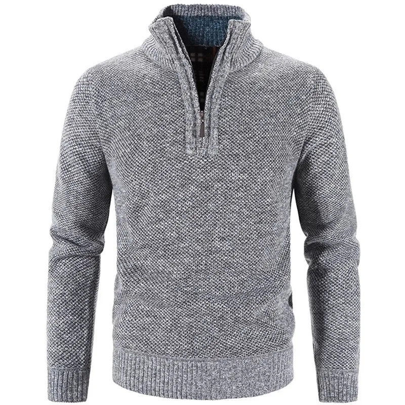 Men's Half-Zip Knit Sweater Stand Collar Relaxed Fit Layering Casual Wear