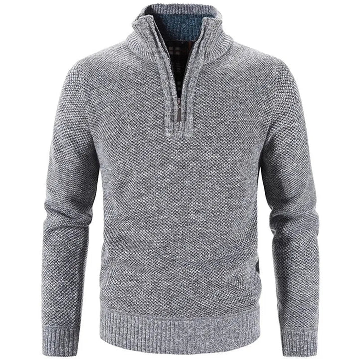 Men's Half-Zip Knit Sweater Stand Collar Relaxed Fit Layering Casual Wear