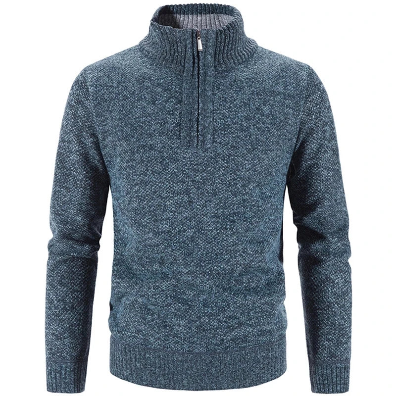 Men's Half-Zip Knit Sweater Stand Collar Relaxed Fit Layering Casual Wear