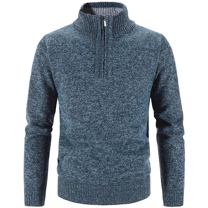 Men's Half-Zip Knit Sweater Stand Collar Relaxed Fit Layering Casual Wear