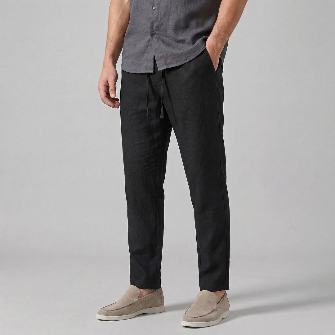 Men's Relaxed Trousers Loose Fit Drawstring Elastic Waist Casual Everyday Smart-Casual Tapered Lounge Marlowe