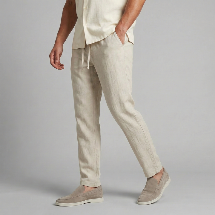 Men's Relaxed Trousers Loose Fit Drawstring Elastic Waist Casual Everyday Smart-Casual Tapered Lounge Marlowe