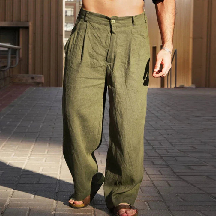 Men's Wide-Leg Trousers Pleated Relaxed Fit Casual Everyday Summer