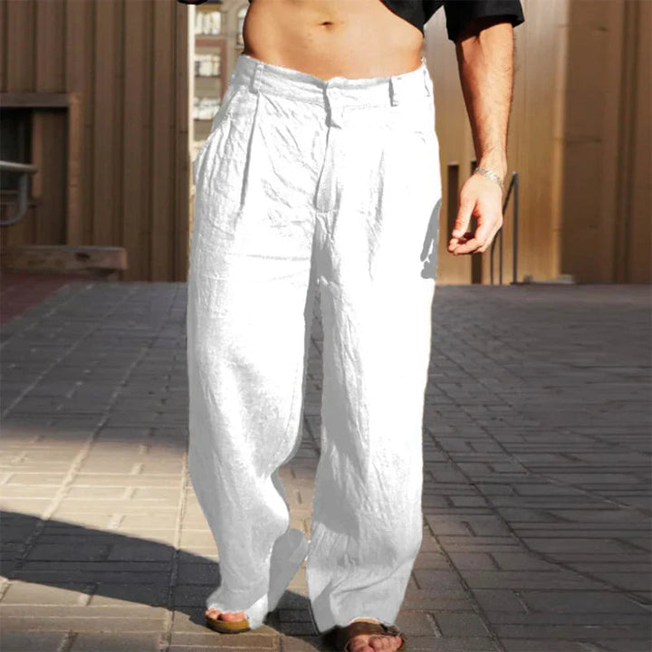 Men's Wide-Leg Trousers Pleated Relaxed Fit Casual Everyday Summer