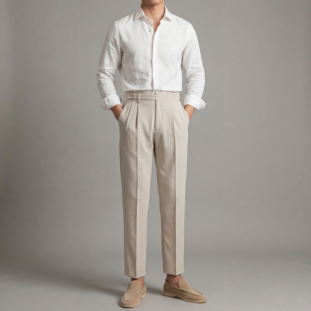 Men's Tailored Fit Trousers Smart-Casual Classic Style Versatile Everyday Wear