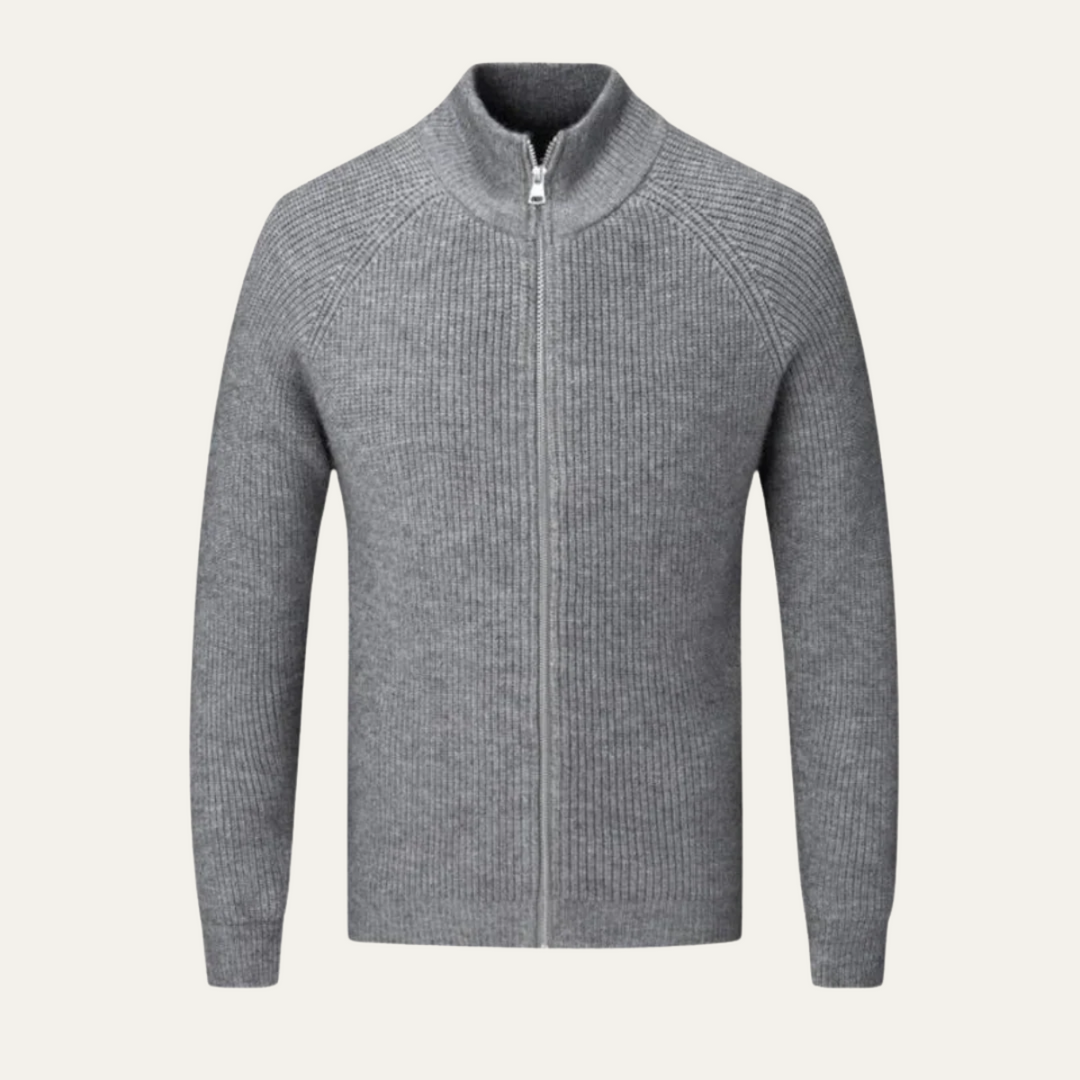 Men's Merino Wool Cardigan Zip-Up Knitted Ribbed Layering Casual Smart-Casual Everyday Warm Soft Versatile Thurloe