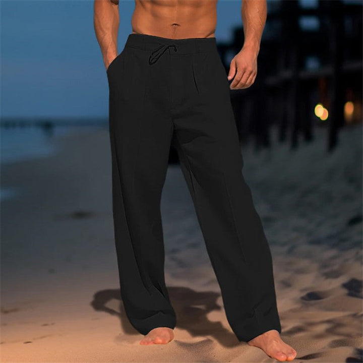 Men's Beach Trousers Linen Relaxed Fit Drawstring Elastic Waist Breathable Casual Holiday Everyday Loungewear Corin