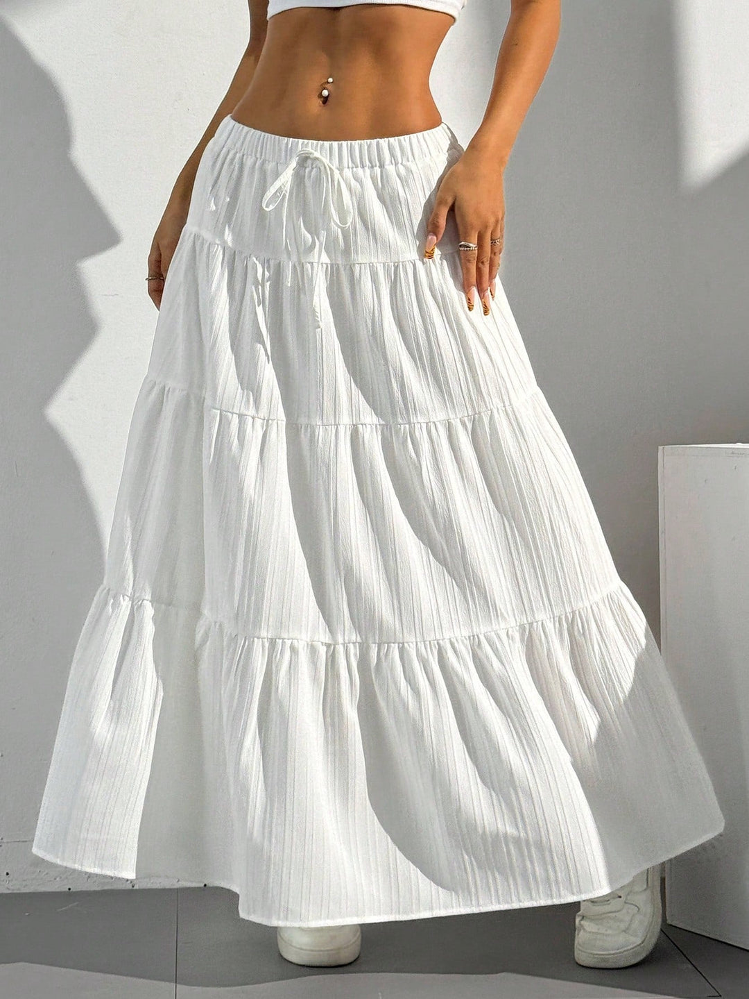 Elegant High-Waisted Pleated Maxi Skirt