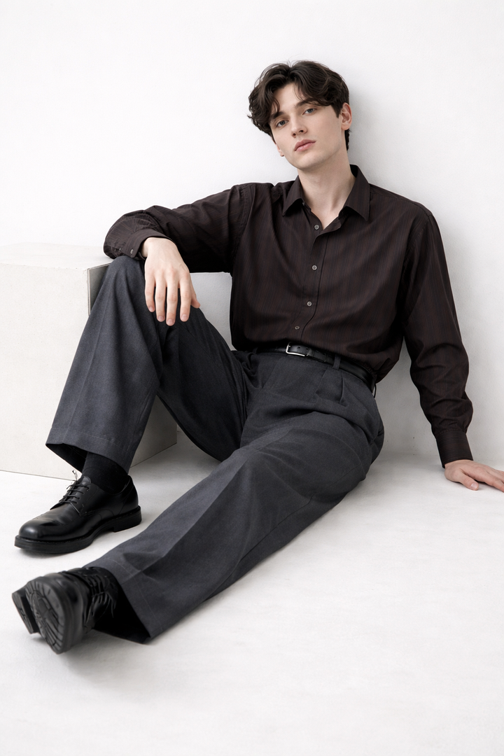 Men's Tailored Trousers Classic Slim Fit Flat-Front Straight Leg Smart-Casual Office Formal Business Everyday Thornton