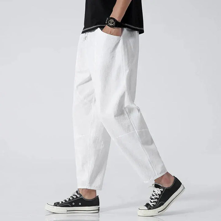 Men's Cropped Trousers Tapered Fit Flat-Front Smart-Casual Office Everyday Tailored Modern Versatile Relaxed
