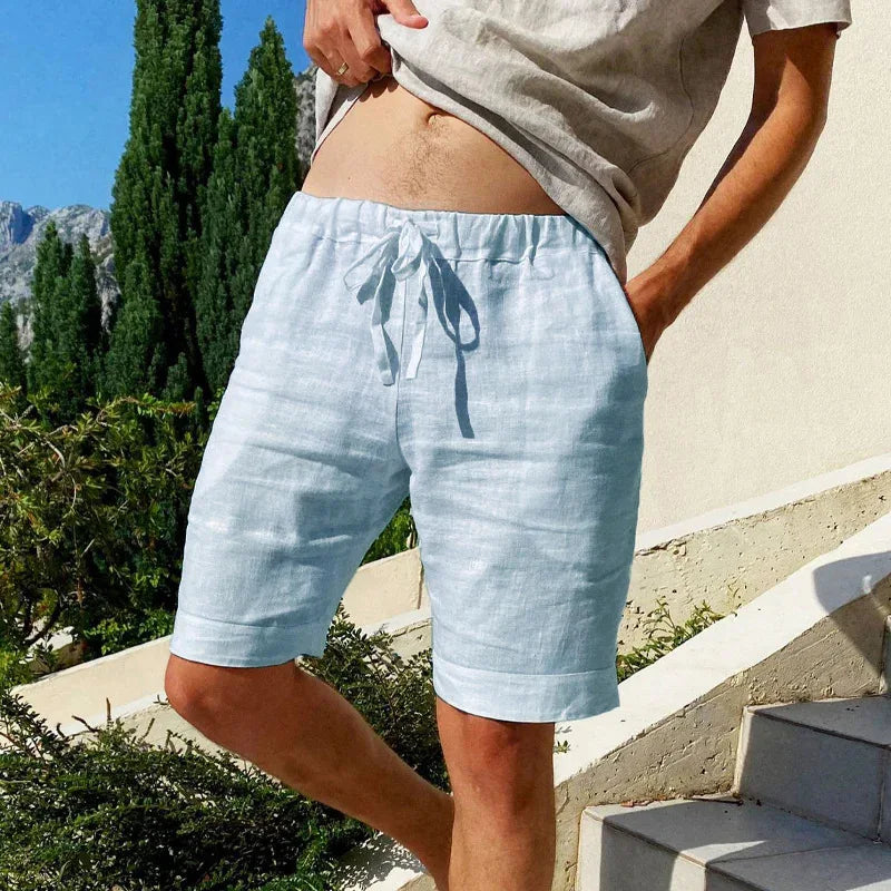 Men's Casual Trousers Relaxed Fit Drawstring Elastic Waist Summer Everyday Holiday Beach Loungewear Tapered