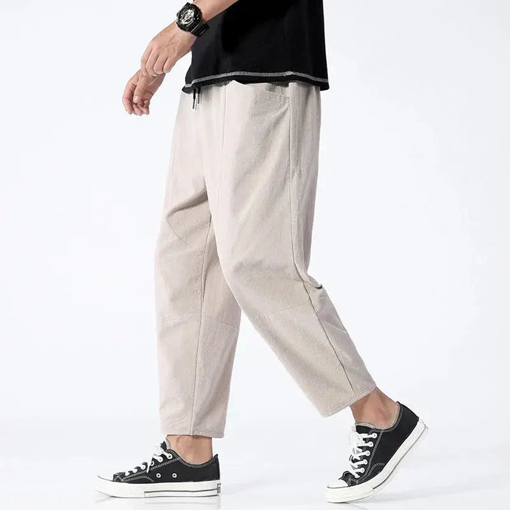 Men's Cropped Trousers Tapered Fit Flat-Front Smart-Casual Office Everyday Tailored Modern Versatile Relaxed