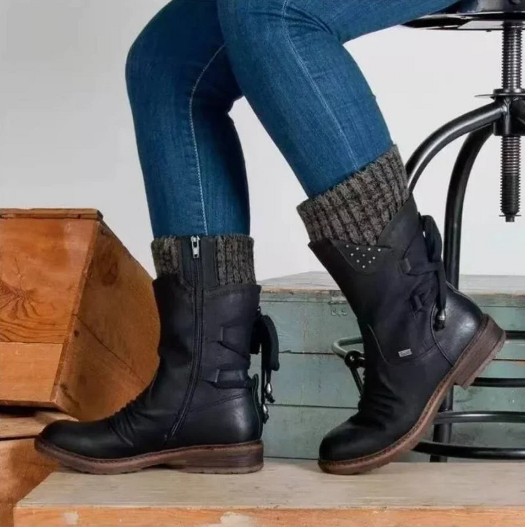 Julia | Women's Knit-Cuff Lace-Back Winter Boot