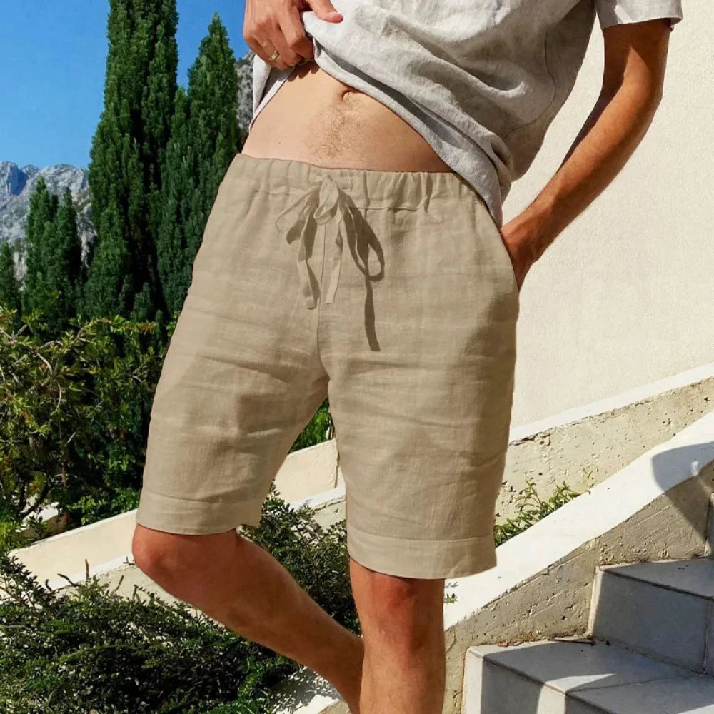 Men's Casual Trousers Relaxed Fit Drawstring Elastic Waist Summer Everyday Holiday Beach Loungewear Tapered