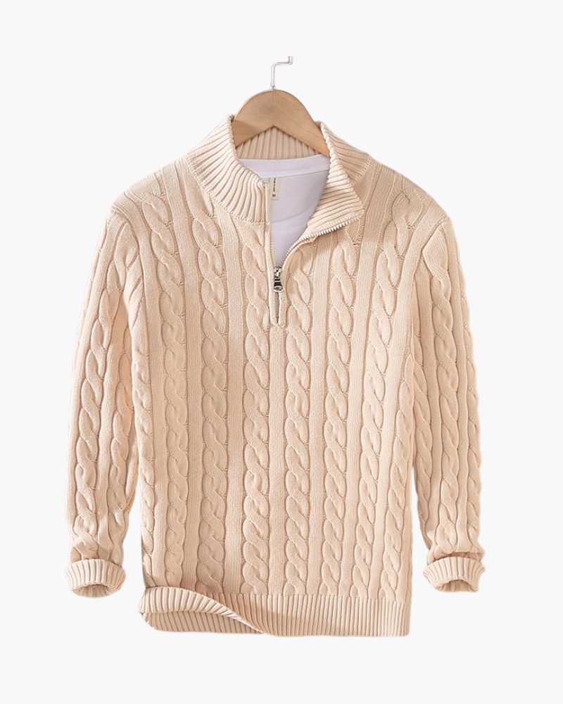 Men's Half-Zip Sweater Knitted Ribbed Pullover Classic Casual Smart-Casual Layering Everyday Warm Versatile Bramford