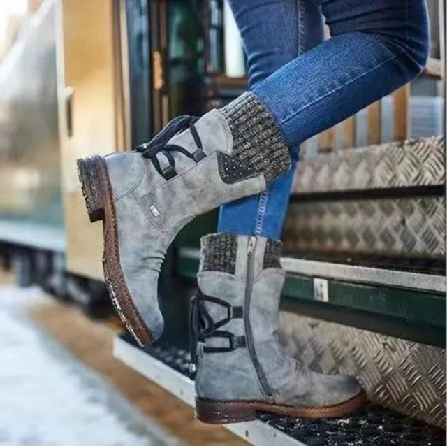 Julia | Women's Knit-Cuff Lace-Back Winter Boot