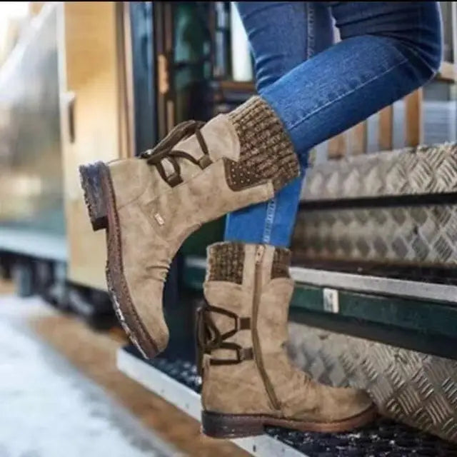 Julia | Women's Knit-Cuff Lace-Back Winter Boot
