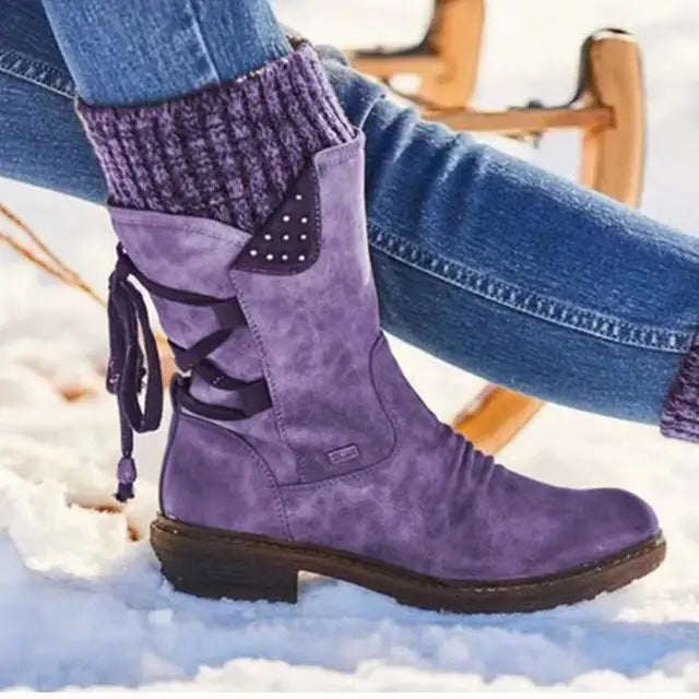 Julia | Women's Knit-Cuff Lace-Back Winter Boot