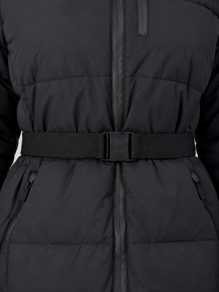 Women’s Belted Hooded Puffer Jacket – Warm Padded Winter Coat