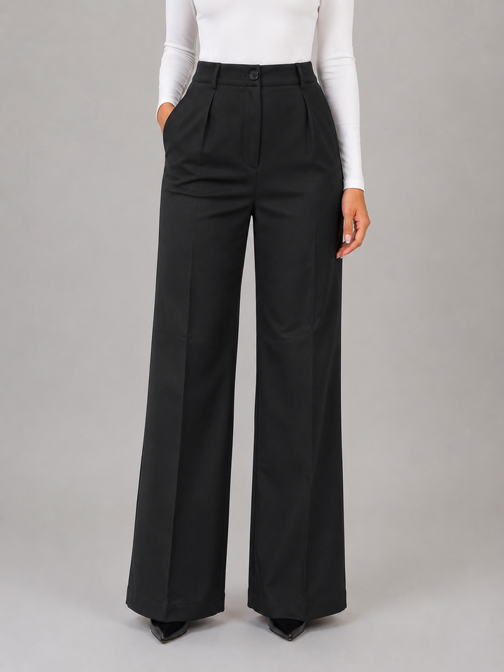 Women's High Waisted Tailored Trousers – Straight Leg Smart Work Pants