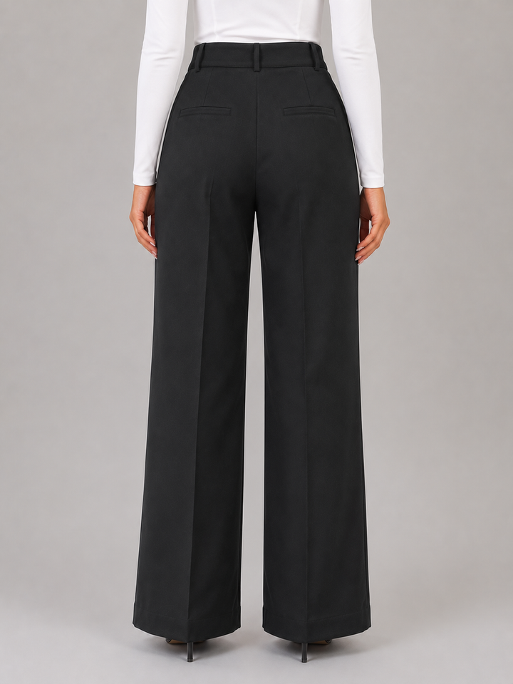 Women's High Waisted Tailored Trousers – Straight Leg Smart Work Pants