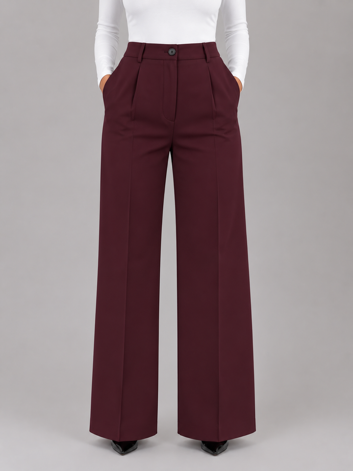 Women's High Waisted Tailored Trousers – Straight Leg Smart Work Pants