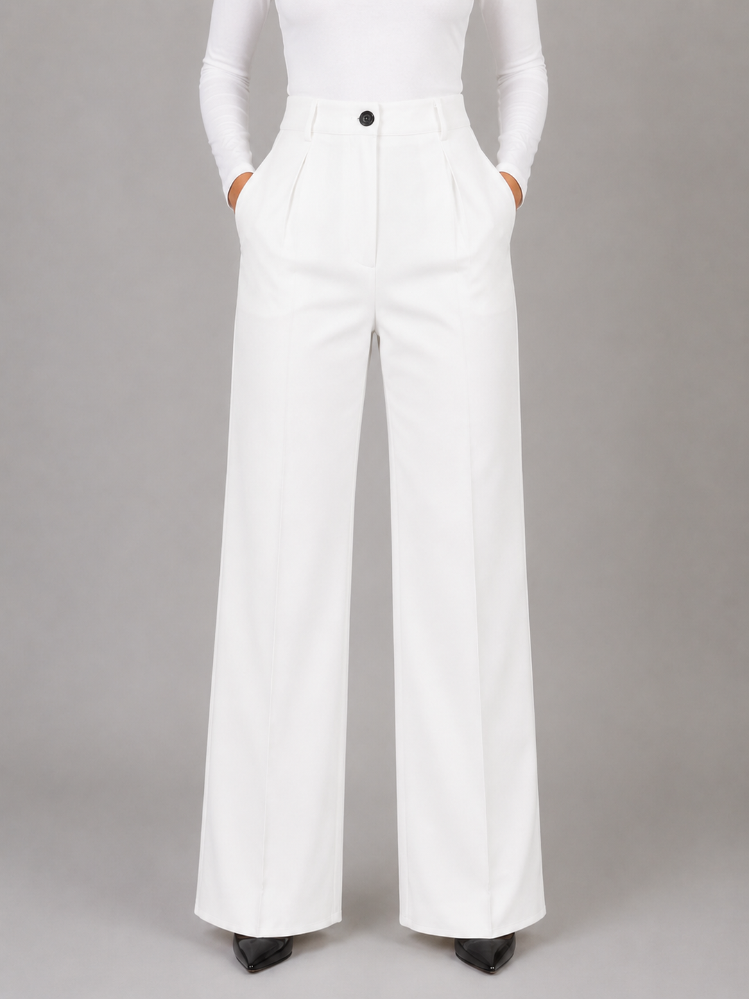 Women's High Waisted Tailored Trousers – Straight Leg Smart Work Pants