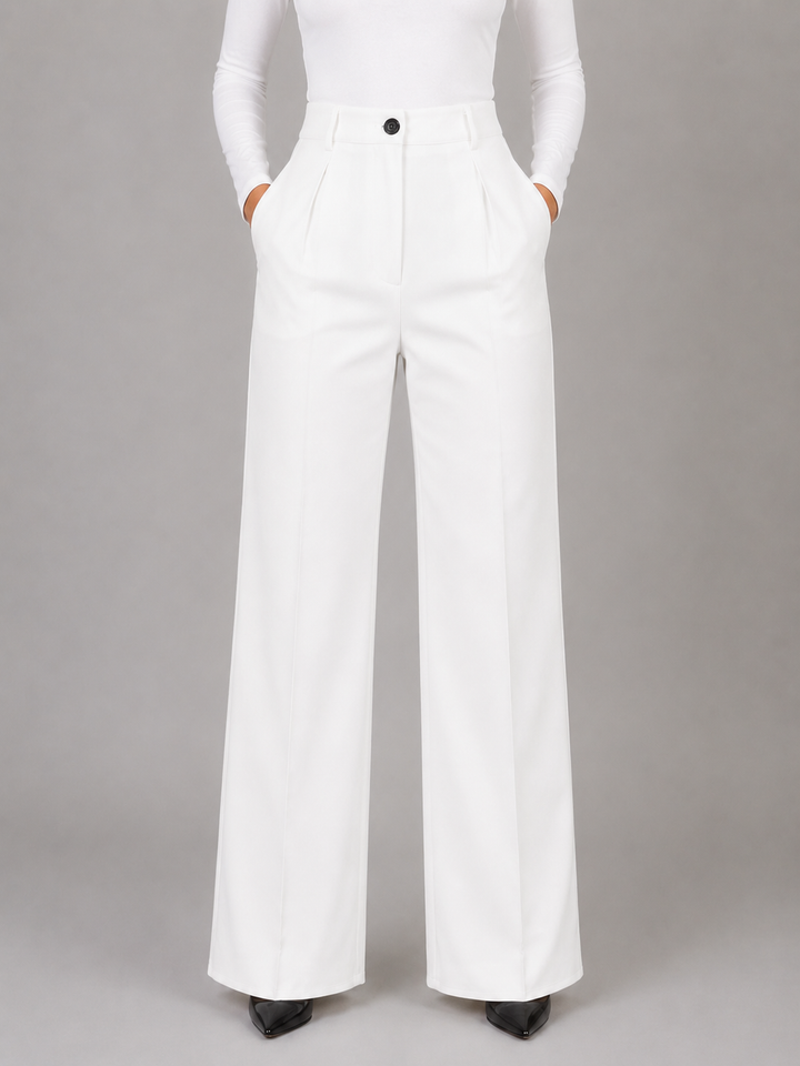 Women's High Waisted Tailored Trousers – Straight Leg Smart Work Pants