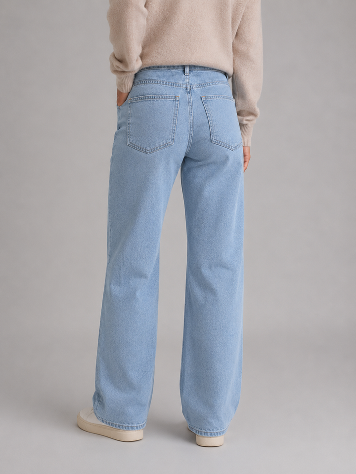 Women's High Waisted Wide Leg Jeans – Straight Leg Denim Trousers