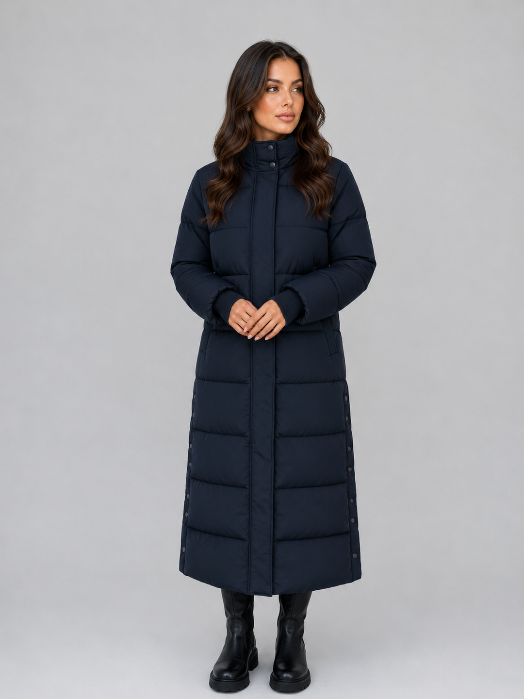 Women’s Long Puffer Coat – Hooded Padded Winter Jacket