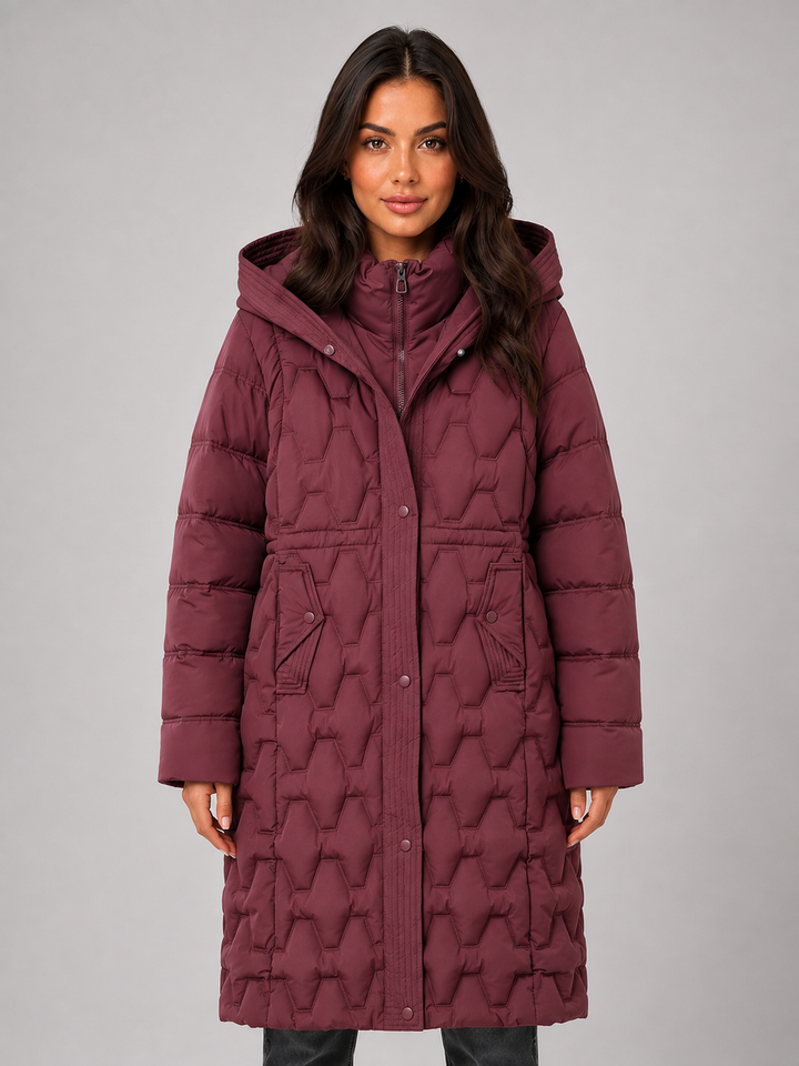 Women’s Long Puffer Coat – Hooded Quilted Winter Jacket