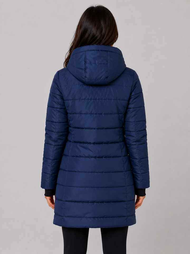 Women’s Long Puffer Coat – Hooded Quilted Winter Jacket