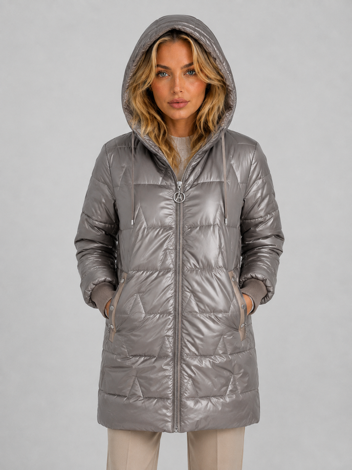 Women's Longline Hooded Puffer Coat – Quilted Winter Jacket