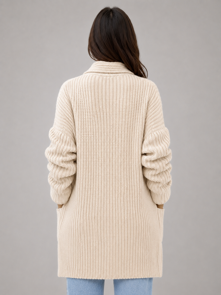 Women's Open Front Cardigan with Pockets – Soft Knit Longline Style