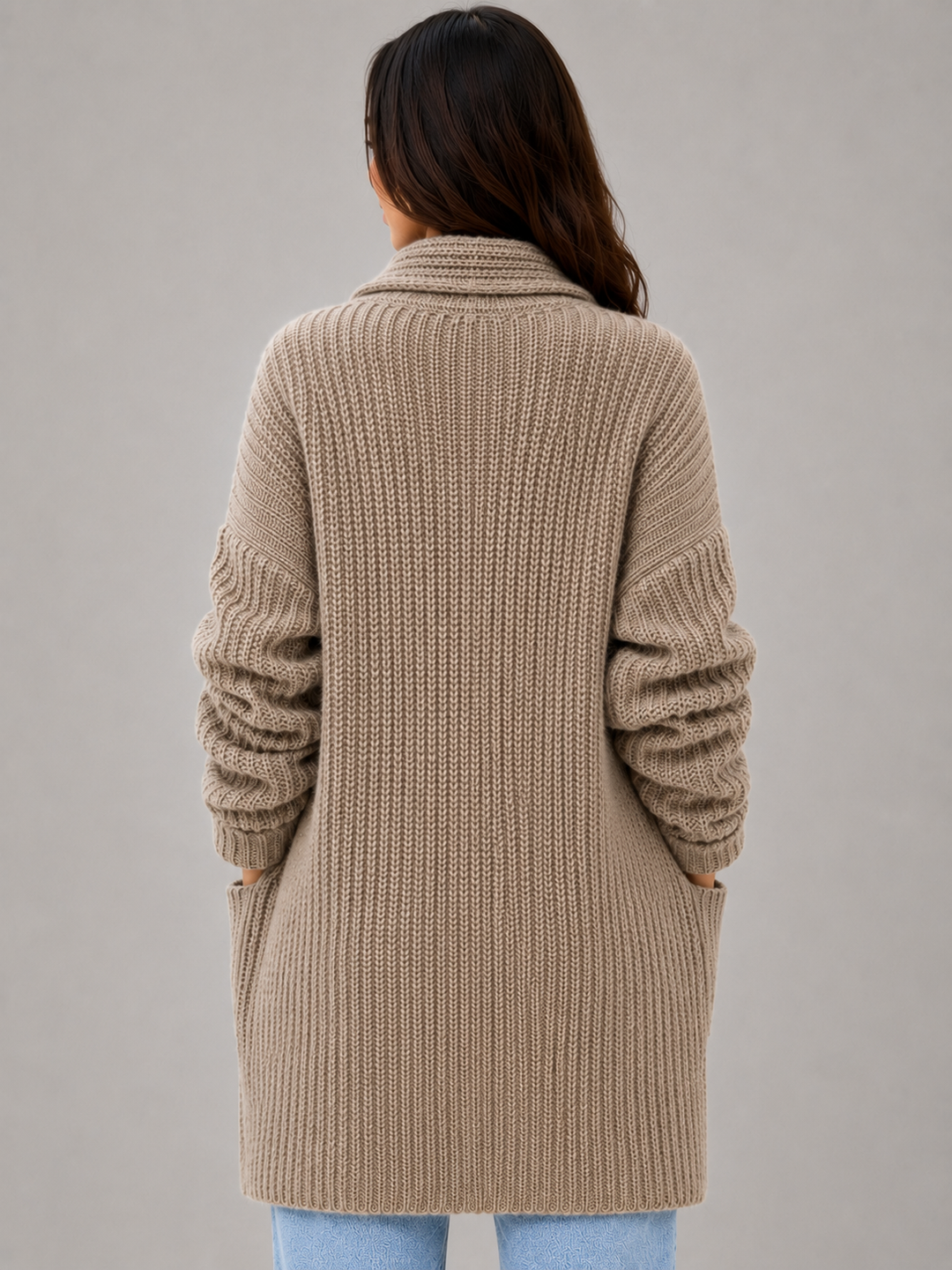 Women's Open Front Cardigan with Pockets – Soft Knit Longline Style