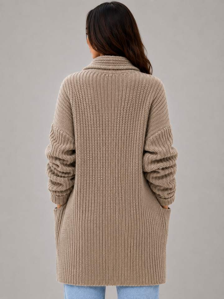 Women's Open Front Cardigan with Pockets – Soft Knit Longline Style