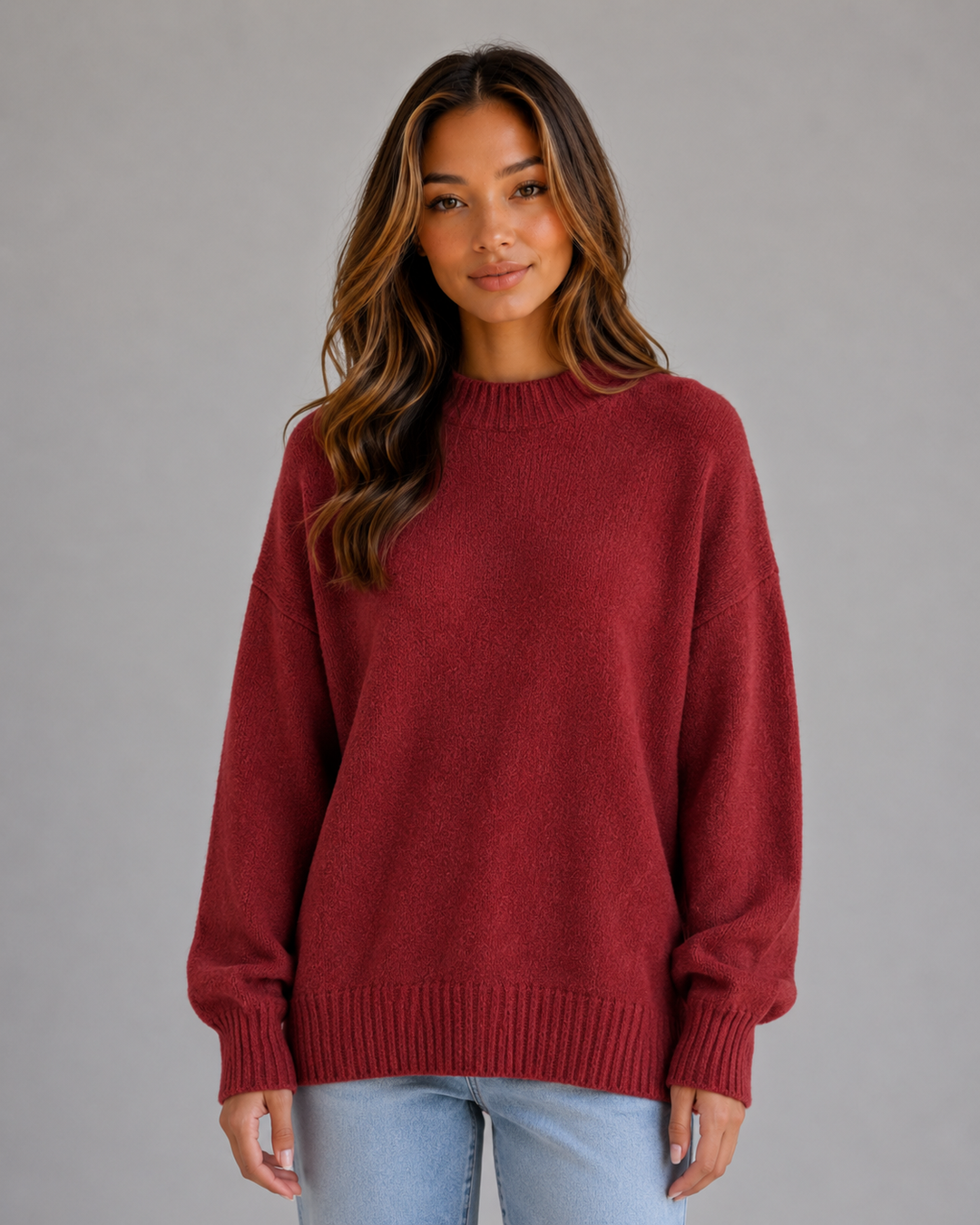 Women’s Oversized Knit Jumper – High Neck Longline Relaxed Fit