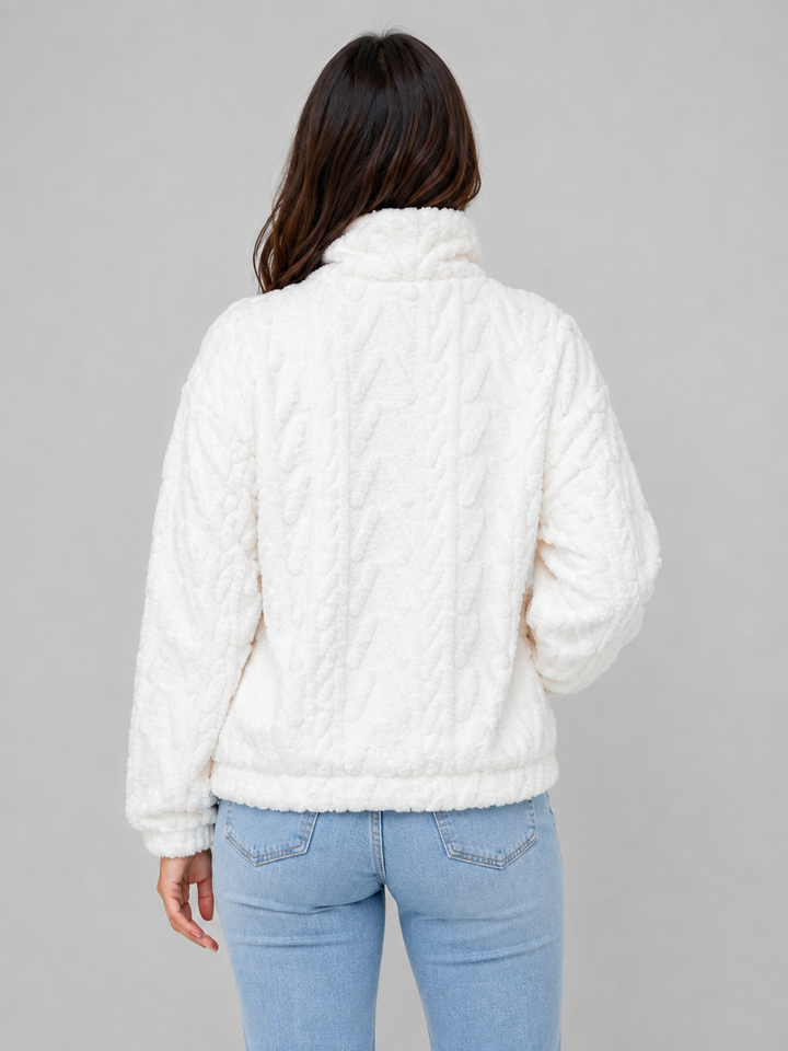 Women's Plush Half Zip Pullover – High Neck Fleece Jacket