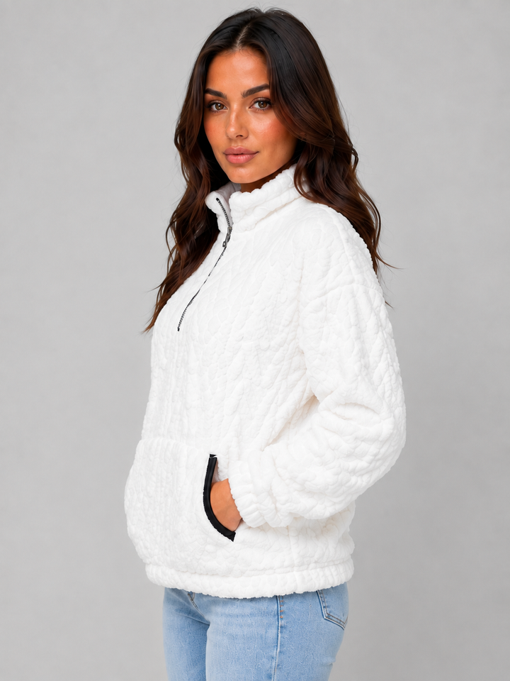 Women's Plush Half Zip Pullover – High Neck Fleece Jacket