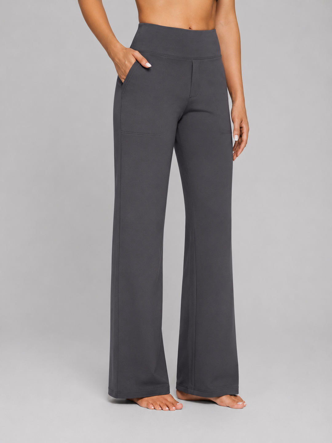 Women’s Stretch Straight-Leg Trousers – High-Waist Comfort Fit