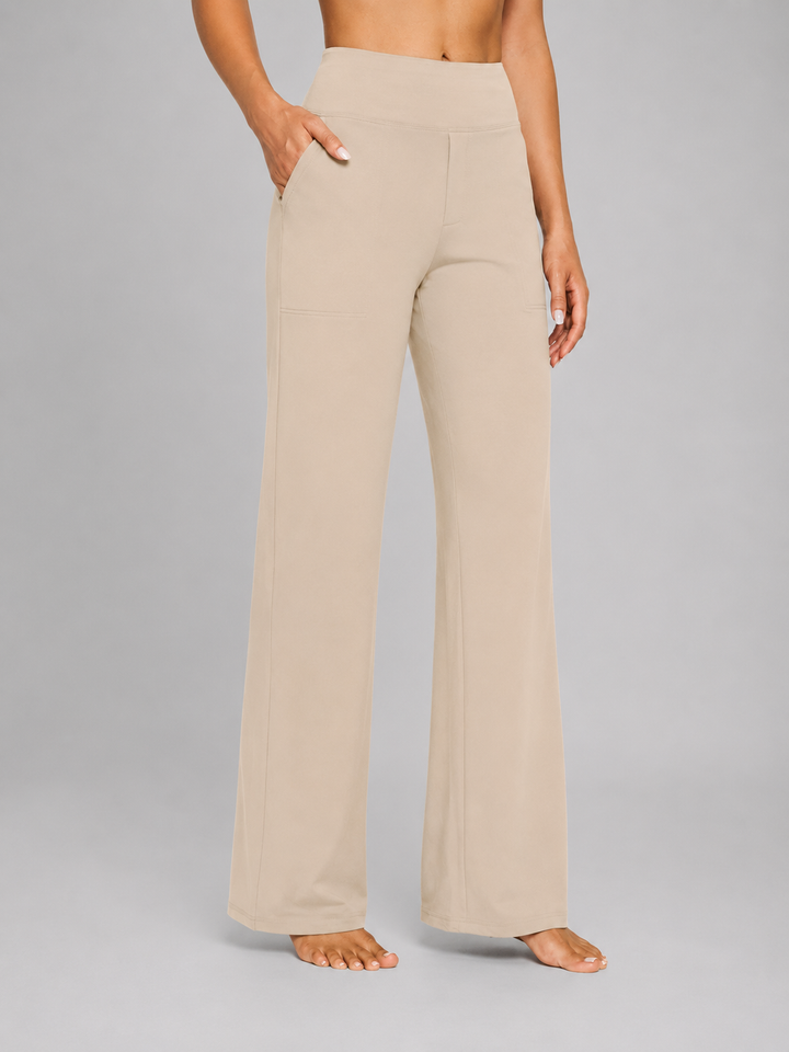 Women’s Stretch Straight-Leg Trousers – High-Waist Comfort Fit