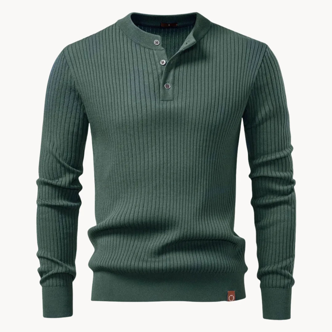 Men's Casual Knit Sweater Round Neck Button Closure Everyday Wear